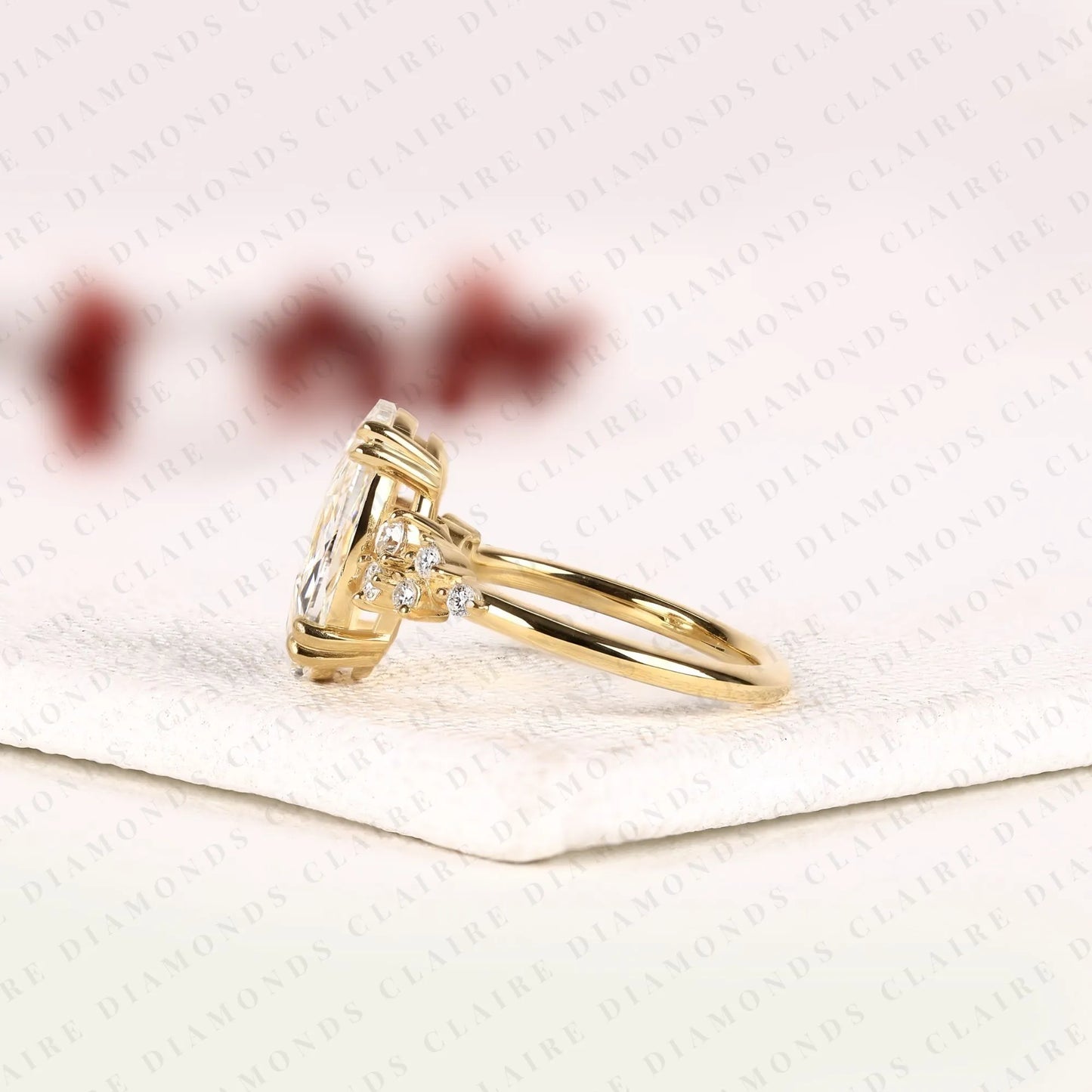 rose cut oval lab grown diamond ring, vintage floral engagement ring, yellow gold, nature inspired ring