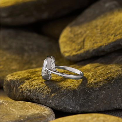 Elegant Oval Cut Moissanite Diamond Bypass Solitaire Engagement Ring Modern Bridal Design