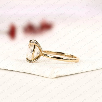 Elongated Cushion Cut Moissanite Diamond Solitaire Engagement Ring Classic Gold Wedding Ring Minimalist Bridal Ring Anniversary Gift for Women.