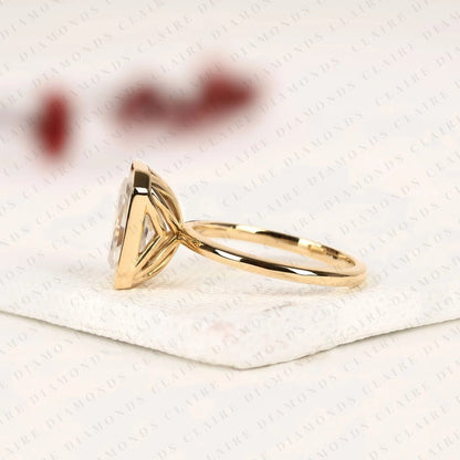 Bezel Set Radiant Cut Lab Grown Diamond Engagement Ring in Gold | Solitaire Wedding Ring for Women | IGI Certified Anniversary Ring