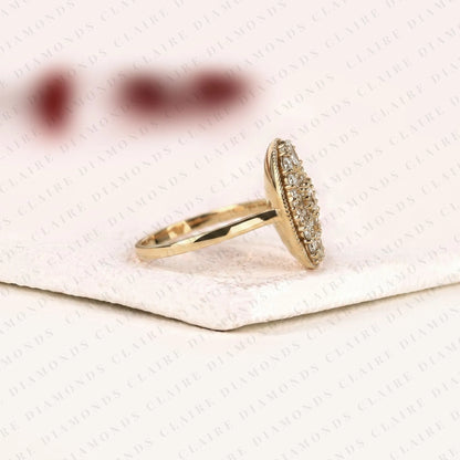 Lab Grown Diamond Floral Cluster Ring | Intricate Botanical Pave Engagement Ring in Yellow Gold | Unique Luxury Bridal Statement Ring
