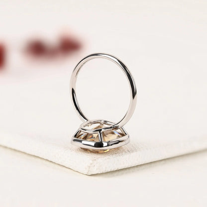 Old Mine Elongated Brown Cushion Cut Bezel Set Lab Grown Diamonds Engagement Ring – Modern Elegance with Warm Radiance