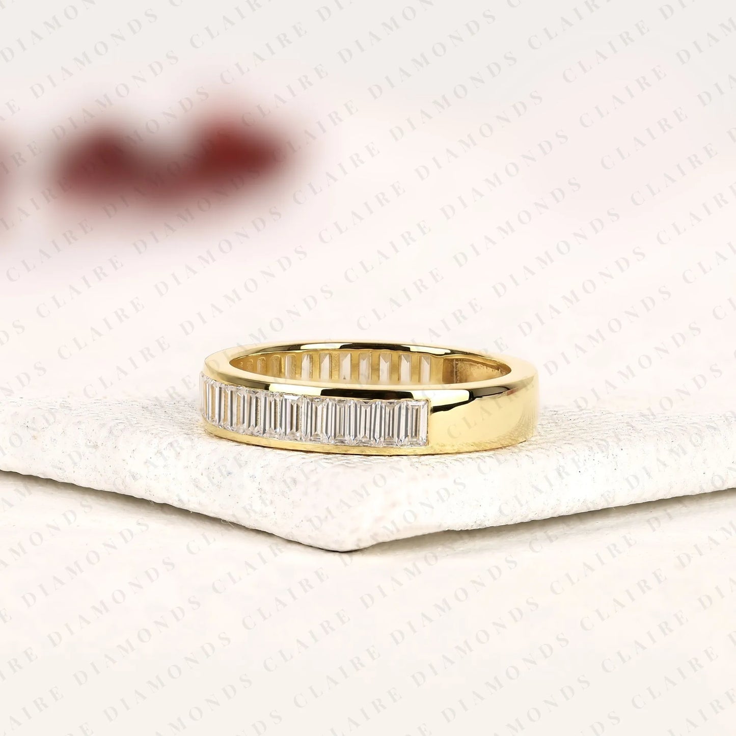 1.35 tcw baguette cut lab grown diamond eternity wedding band minimalist stackable anniversary ring for women