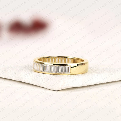 1.35 TCW Baguette Cut Lab Grown Diamond Eternity Wedding Band Minimalist Stackable Anniversary Ring for Women