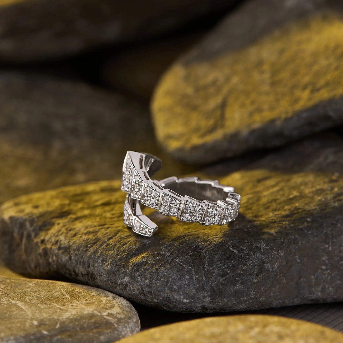 0.85 tcw modern pavé lab grown diamond snake wrap ring elegant geometric open band statement design