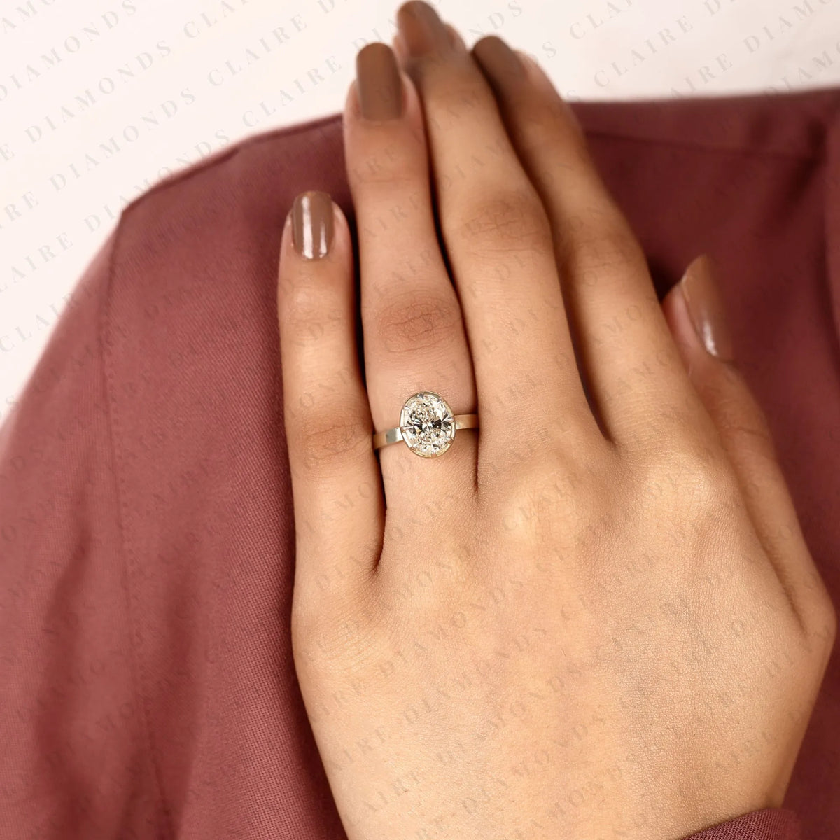 oval cut lab grown diamond engagement ring | yellow gold bezel set solitaire | minimalist modern bridal ring | elegant statement wedding jewelry