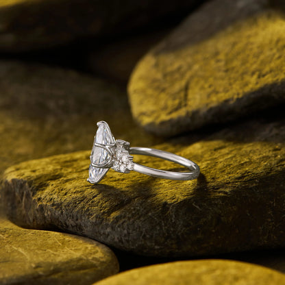 Timeless Marquise Lab Grown Diamond Ring with Delicate Sparkling Side Stone Detailing and Elegant Engagement Ring