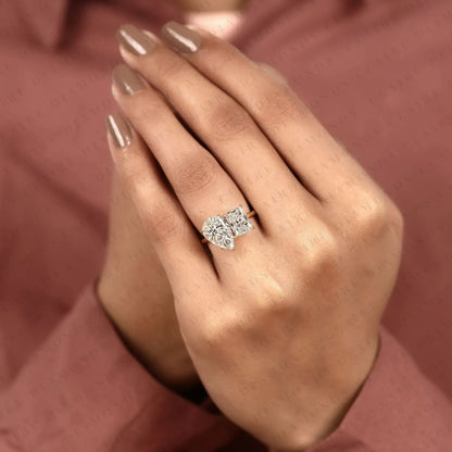 4.70 TCW Toi et Moi Pear & Radiant Cut Lab Grown Diamond Engagement Ring Two Stone Gold Promise Ring  Modern Bridal Ring IGI Certified Jewelry