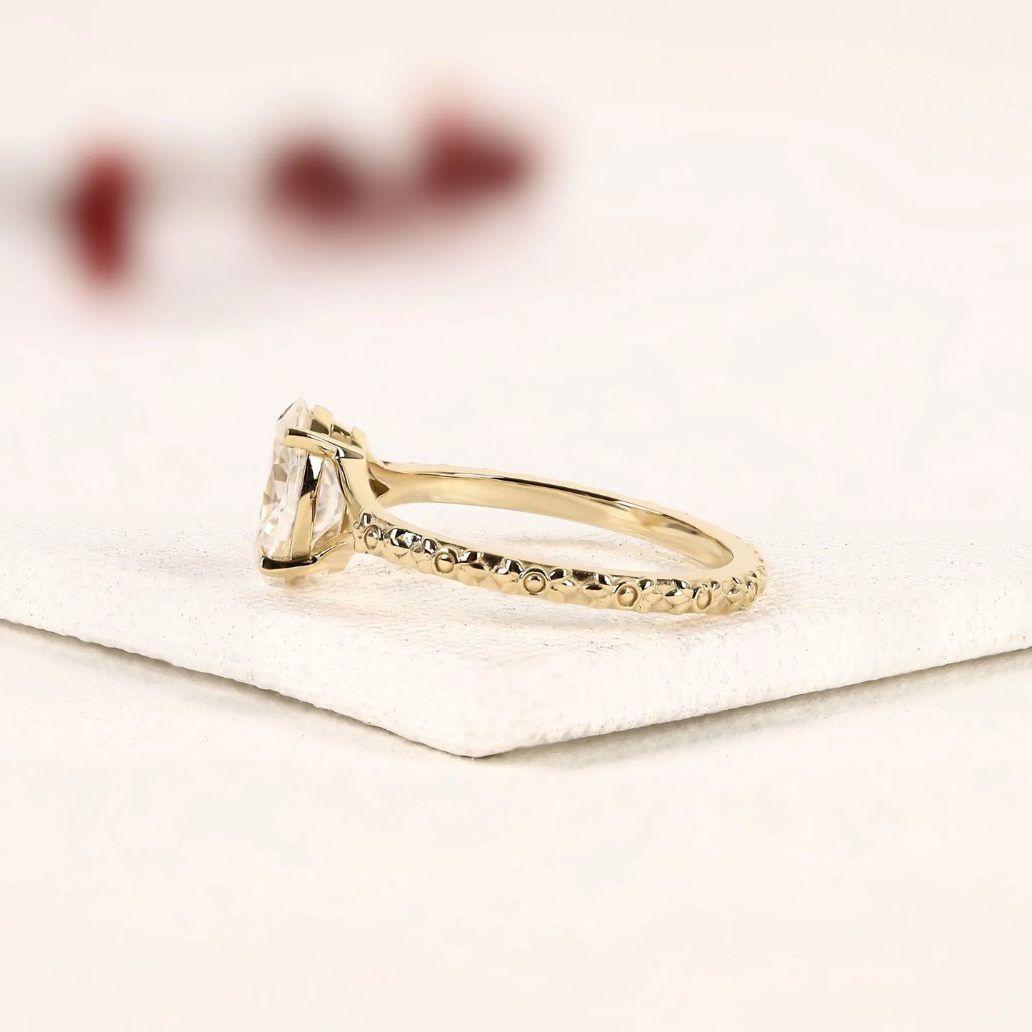 oval cut moissanite diamond engagement ring vintage floral gold ring nature inspired solitaire promise ring for women