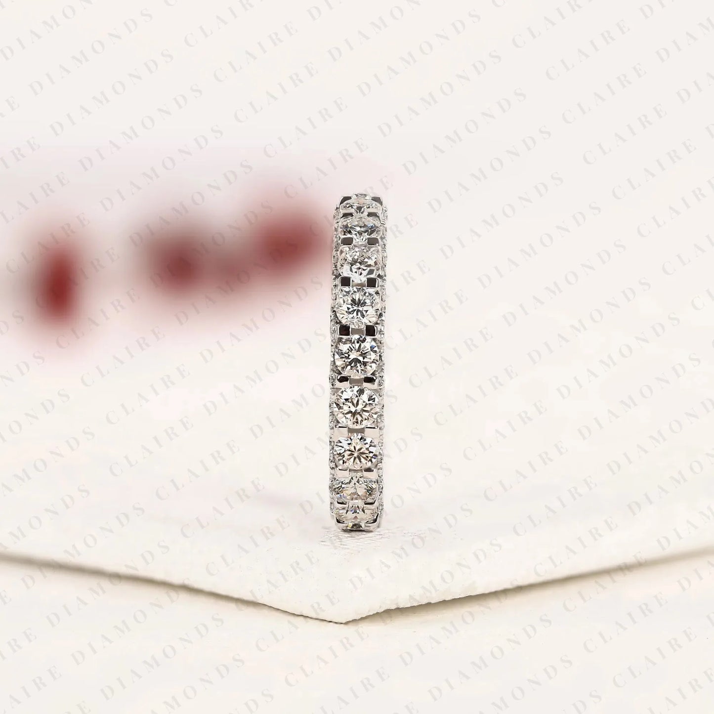 3.30 tcw round cut lab grown diamond  full eternity wedding ring anniversary band  stackable diamond ring