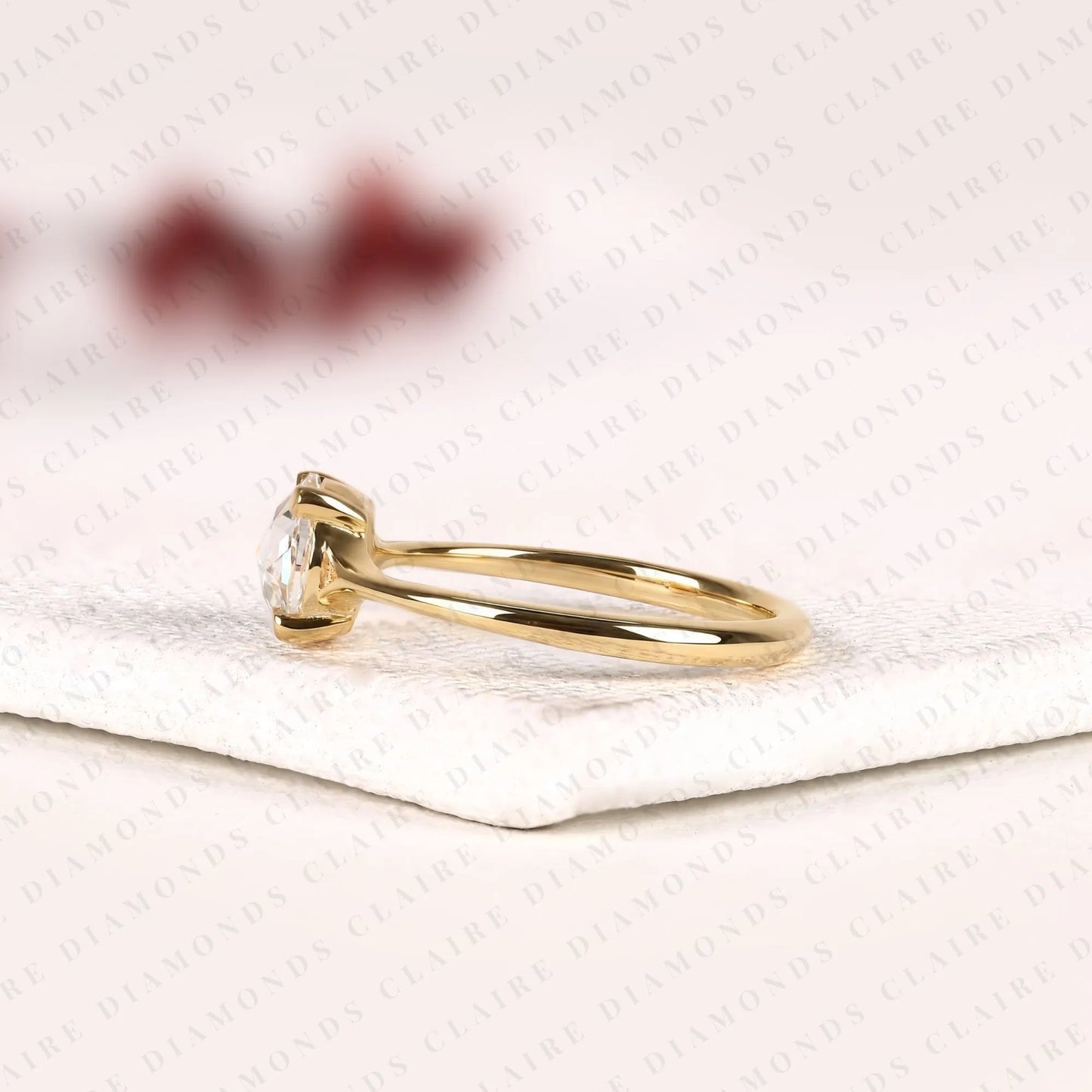 rose cut round moissanite diamond solitaire engagement ring in gold, promise ring, yellow gold