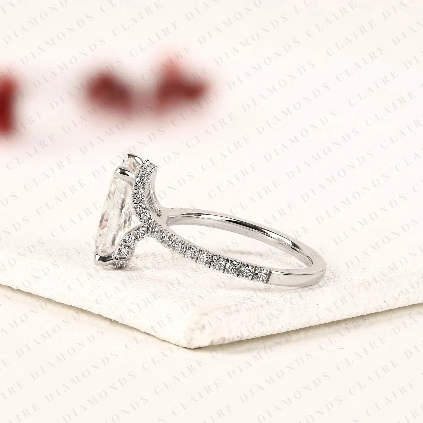 radiant cut hidden halo lab grown diamonds engagement ring with pavé band – luxurious brilliance for your forever