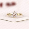 Round Rose Cut Lab Grown Diamond Engagement Ring | Yellow Gold Minimalist Bridal Ring | Flush Setting Ring Wedding | Jewelry