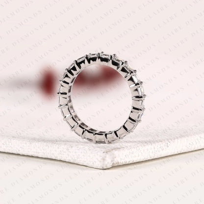 3.15 TCW Asscher Cut Moissanite Diamond Eternity Band, Full Eternity Wedding Ring, White Gold Anniversary Band, Elegant Diamond Ring