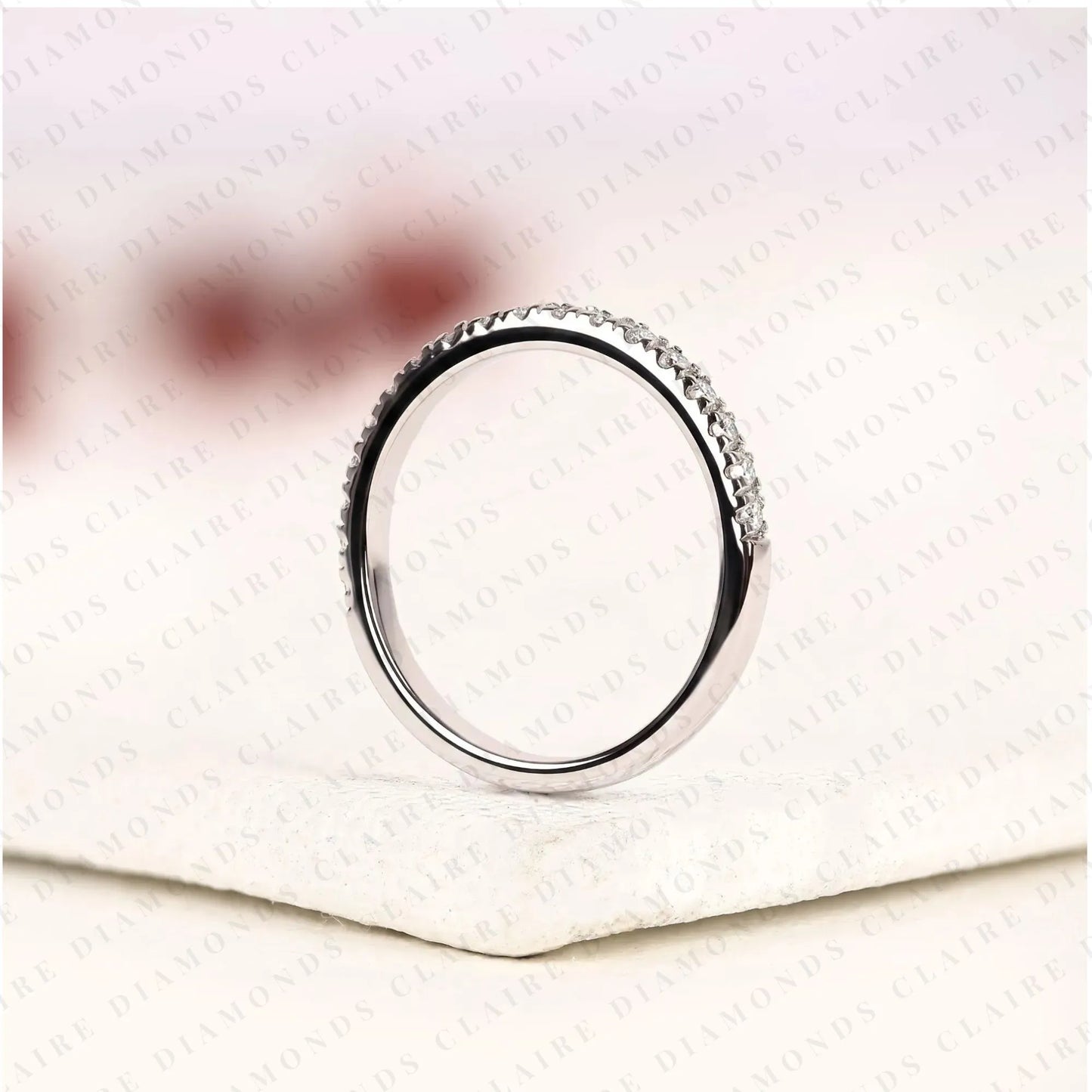 0.30 tcw timeless round brilliant lab grown diamond eternity wedding band with delicate pavé set sparkling accents