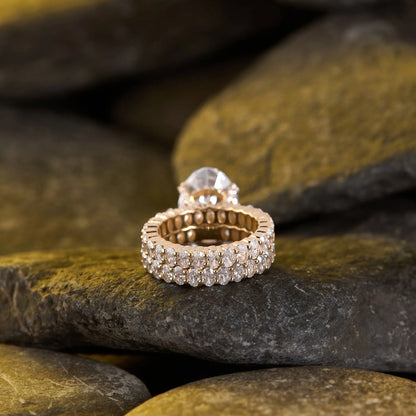 Timeless Oval Lab Grown Diamond Ring with Sparkling Double Halo Band and Romantic Luxury Design