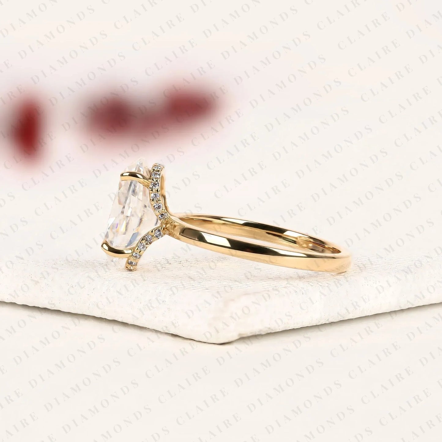 classic oval cut solitaire lab grown diamond engagement ring in yellow gold | hidden halo wedding ring for women | timeless anniversary gift.