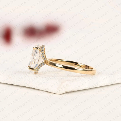 Classic Oval Cut Solitaire Lab Grown Diamond Engagement Ring in Yellow Gold | Hidden Halo Wedding Ring for Women | Timeless Anniversary Gift.