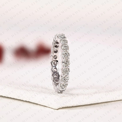 2.20 TCW Elegant Full Eternity Moissanite Diamond Wedding Band with Round Brilliant Diamonds