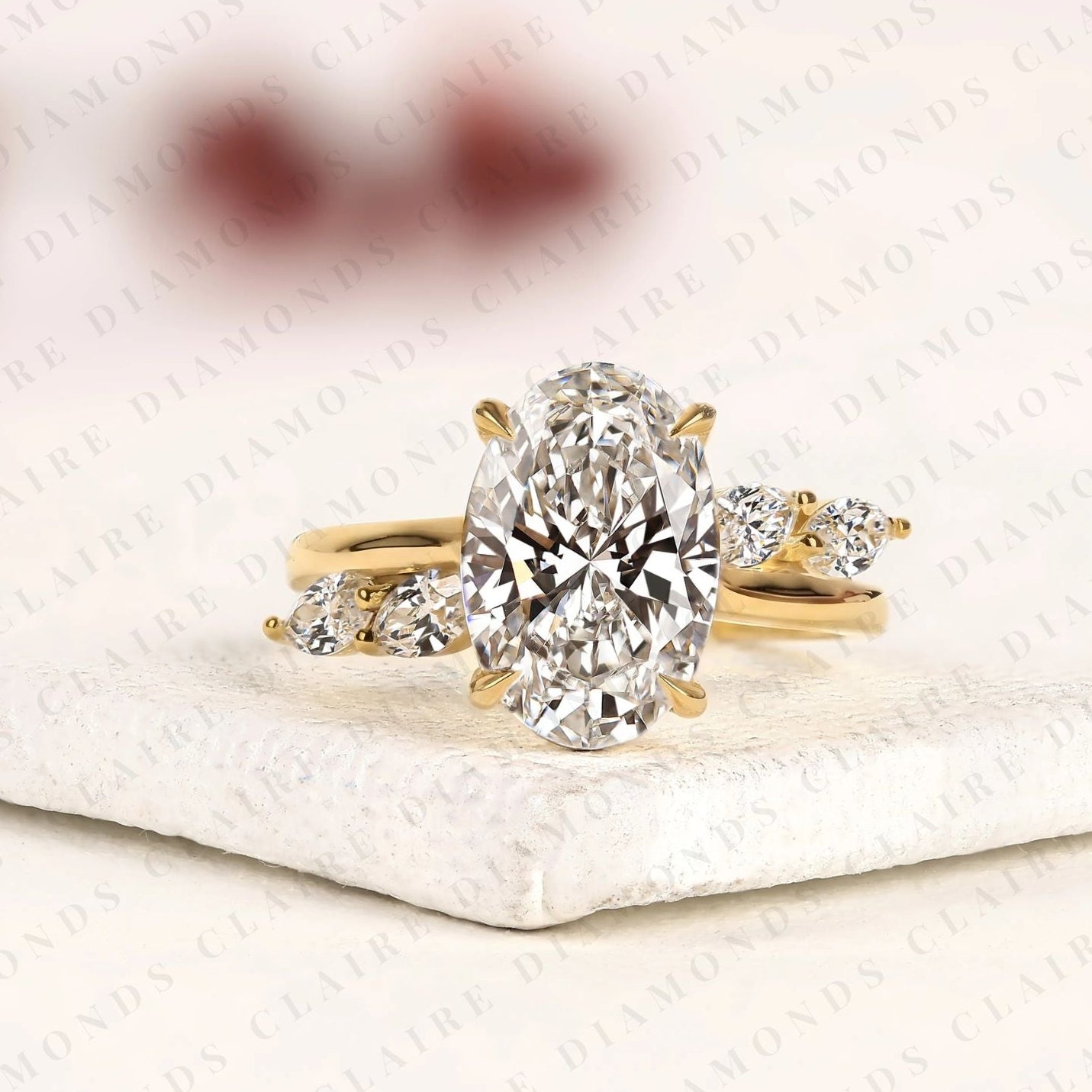 nature inspired oval cut moissanite diamond engagement ring side stone marquise wedding ring