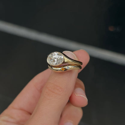 Elegant Oval Cut Moissanite Diamond Wrap Ring in Gold Modern Sculptural Statement Ring
