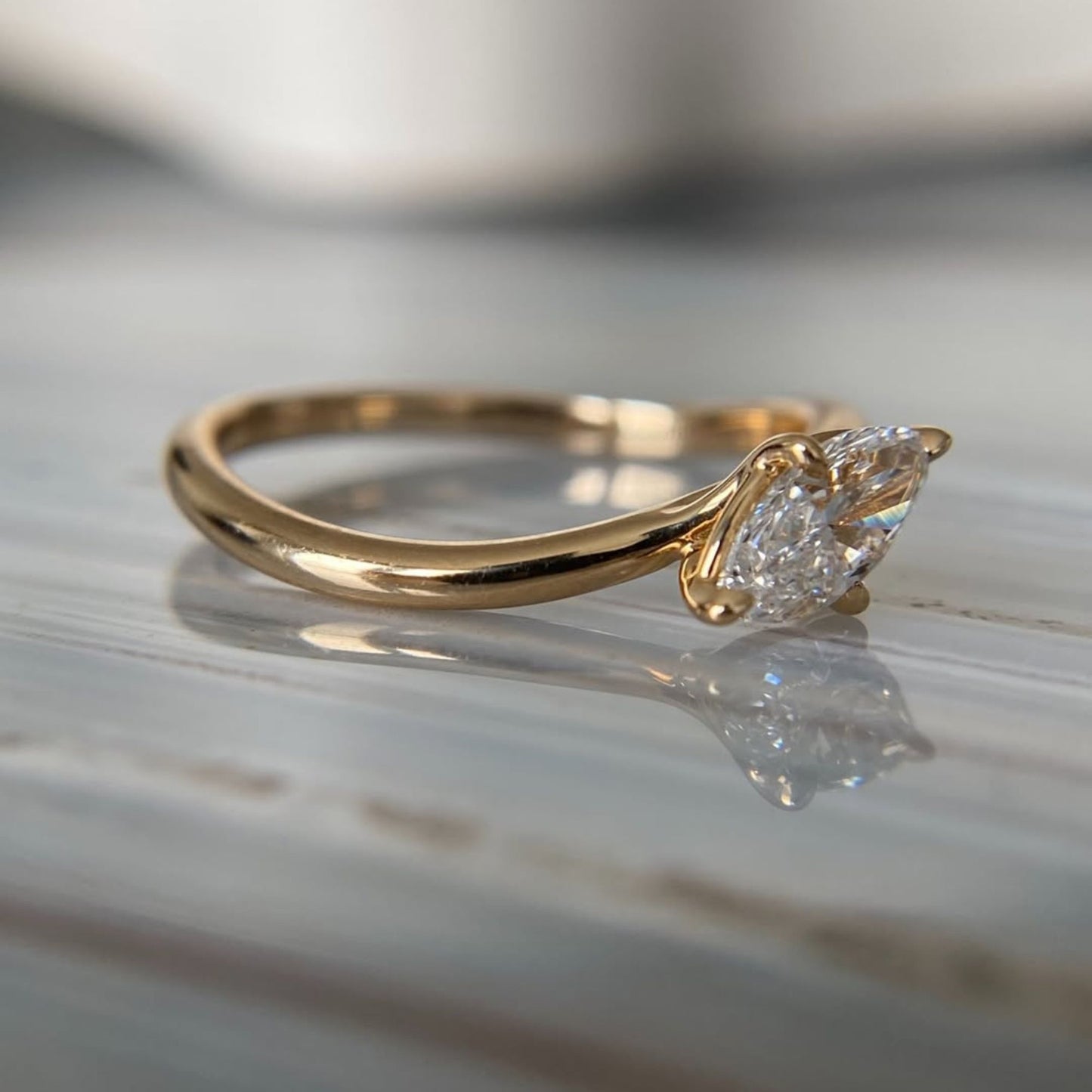 elegant east west marquise moissanite diamond ring in minimalist solitaire engagement ring