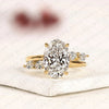 Nature Inspired Oval Cut Lab Grown Diamond Engagement Ring Side Stone Marquise Wedding Ring