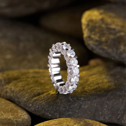 4.59 TCW Round Cut Moissanite Diamond Eternity Band Ring – Timeless Sparkling Wedding Jewelry Design