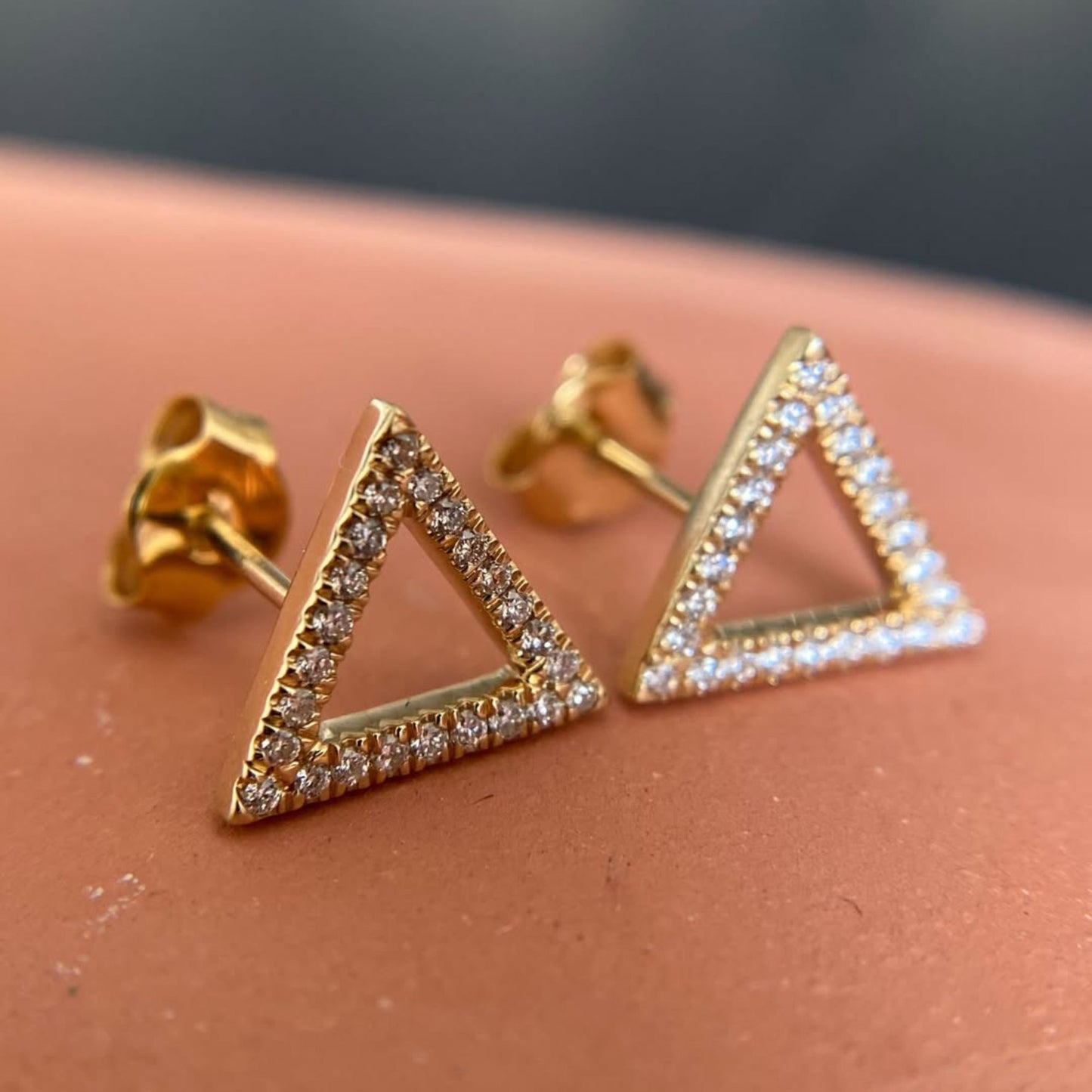 0.96 tcw triangle moissanite diamond stud earrings in gold geometric minimalist diamond earrings everyday luxury jewelry