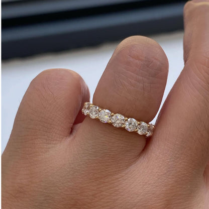 2.55 TCW Luxury Round Brilliant Lab Grown Diamond Eternity Band in Gold Full Circle Classic Wedding Ring