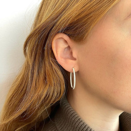 1.26 TCW Lab Grown Diamond Hoop Earrings in Gold Round Brilliant Cut Diamond Hoops Elegant Everyday Fine Jewelry