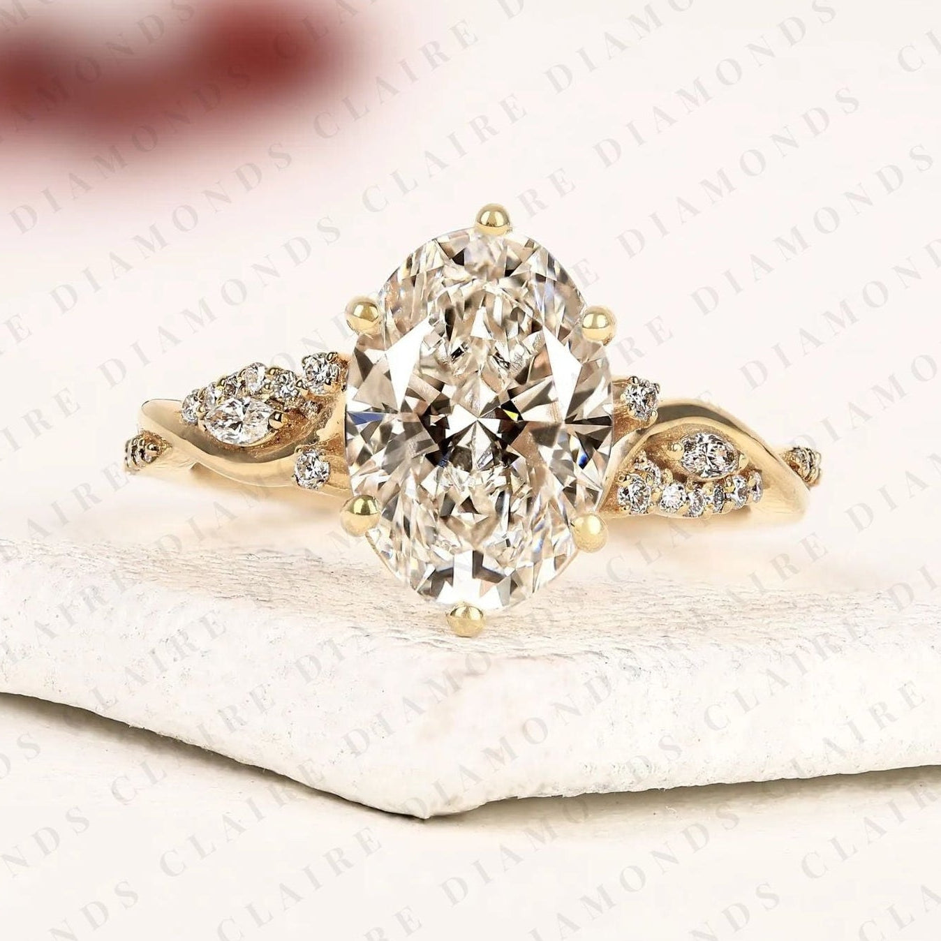 oval cut nature inspired moissanite diamond engagement ring floral vine gold ring vintage leaf wedding ring for women