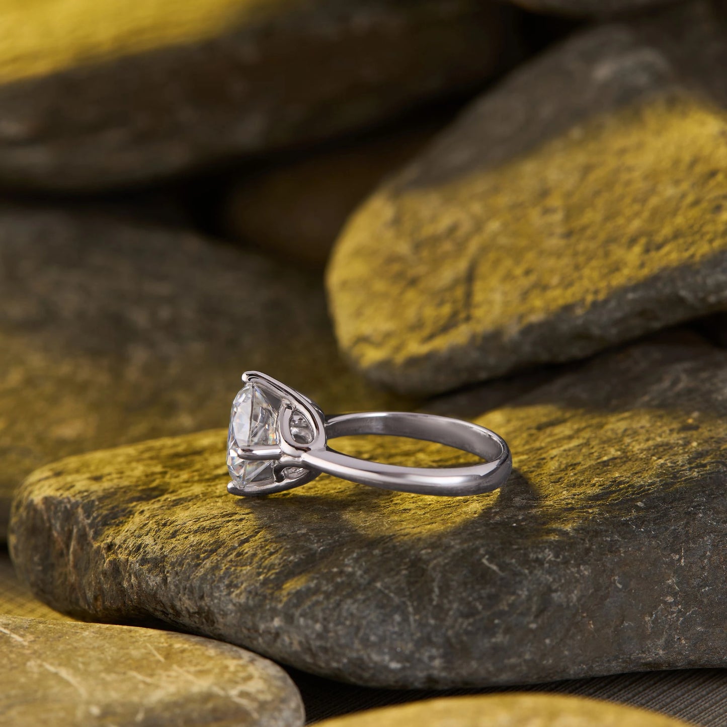 classic round cut solitaire lab grown diamond ring with timeless elegant engagement style
