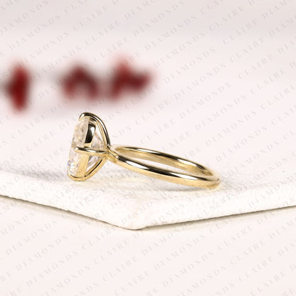 Old Mine Elongated Cushion Cut Lab Grown Engagement Ring in Solid Gold | Classic Solitaire Wedding Ring