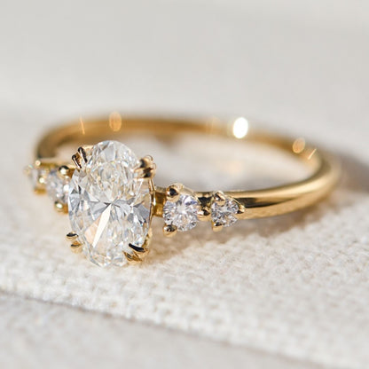 Elegant Oval Cut Diamond Engagement Ring Moissanite Minimalist Bridal Ring