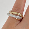 1.40 TCW Elegant Criss-Cross Pavé Moissanite Diamond Ring in DualTone Gold Minimal Luxury Band