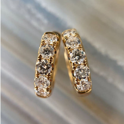 1.50 TCW Round Cut Lab Grown Diamond Huggie Hoop Earrings in Gold Minimalist Everyday Luxury Hoop Earrings for Women