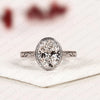 Oval Cut Lab Grown Diamond Engagement Ring Vintage Milgrain Bezel Setting White Gold Engraved Band Elegant Solitaire Bridal Jewelry