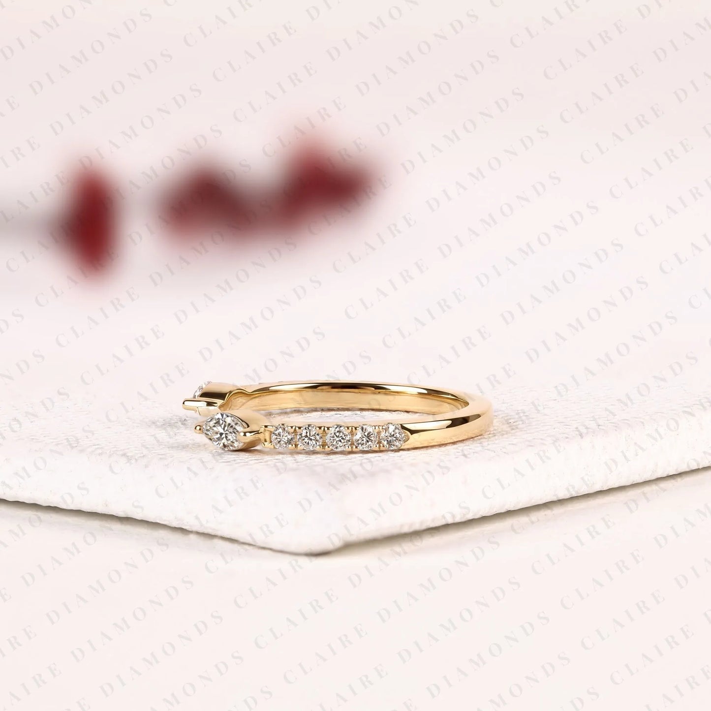 0.50tcw open gap round cut moissanite diamond gold ring with marquise-cut diamond on the ends, minimalist promise ring, adjustable wedding band for women.