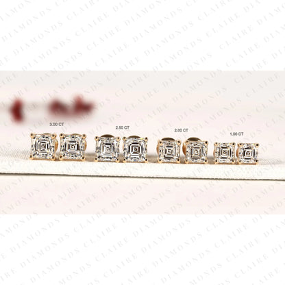 Asscher Cut Lab Grown Diamond Stud Earrings Classic Solitaire Earrings Elegant Luxury Bridal Jewelry Timeless Gift for Her