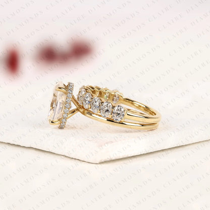 Oval Cut Lab Grown Diamond Engagement Ring Set Oval Diamond Bridal Ring Set Engagement Ring