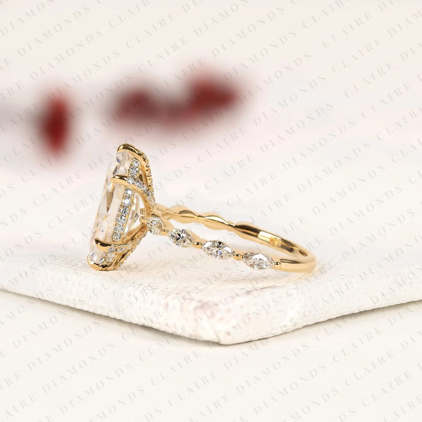 marquise cut moissanite diamond engagement ring yellow gold side stone ring anniversary ring.