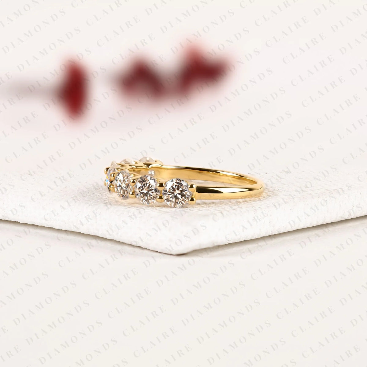 1.56 tcw round cut lab grown diamond  half eternity band classic sparkling multi-stone stackable anniversary band for women