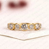 1.15 TCW Round Cut Moissanite Diamond Bezel Band Vintage Inspired Gold Diamond Wedding Ring Elegant  Half Eternity Band for Women