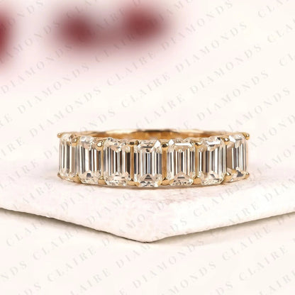 1.75 TCW Emerald Cut Moissanite Diamond Eternity Band Stackable Band Luxury Bridal Anniversary Jewelry