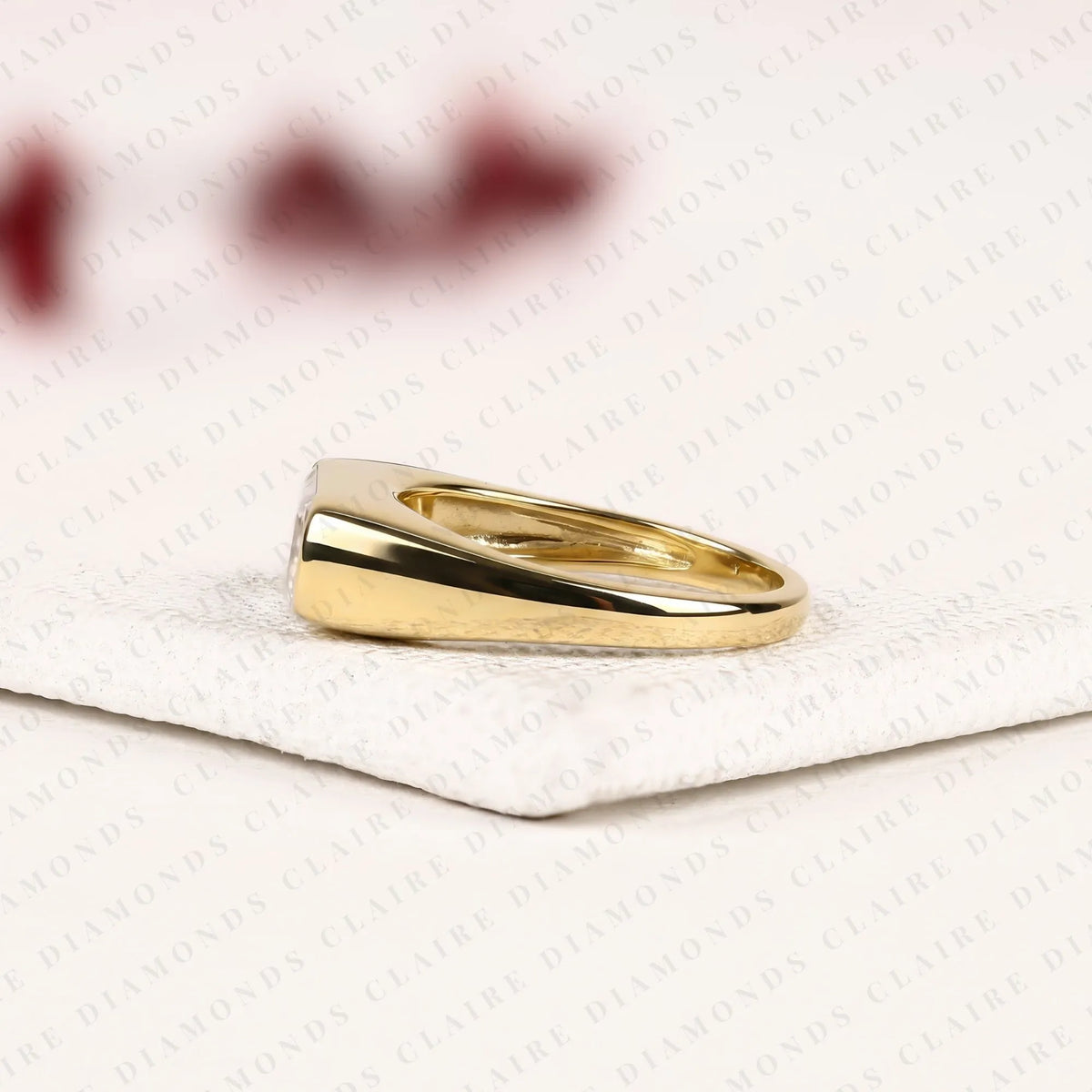 baguette cut lab grown diamond ring in gold modern rectangular diamond solitaire ring minimalist statement engagement ring for women