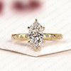 Dutch Marquise Cut Lab Grown Diamond Engagement Ring Modern Solitaire Bridal Ring with Round Diamond Accents Unique Wedding Jewelry