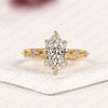 Dutch Marquise Cut Lab Grown Diamond Engagement Ring Leaf Vine Band Nature Inspired Unique Bridal Ring Luxury Wedding Jewelry