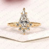 Kite Cut Lab Grown Diamond Engagement Ring Floral Cluster Gold Wedding Ring Unique Style Bridal Jewelry