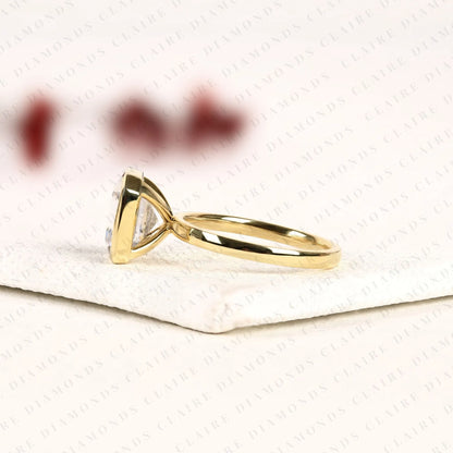 Asscher Cut Lab Grown Diamond Bezel Set Engagement Ring | Modern Solitaire Statement Ring